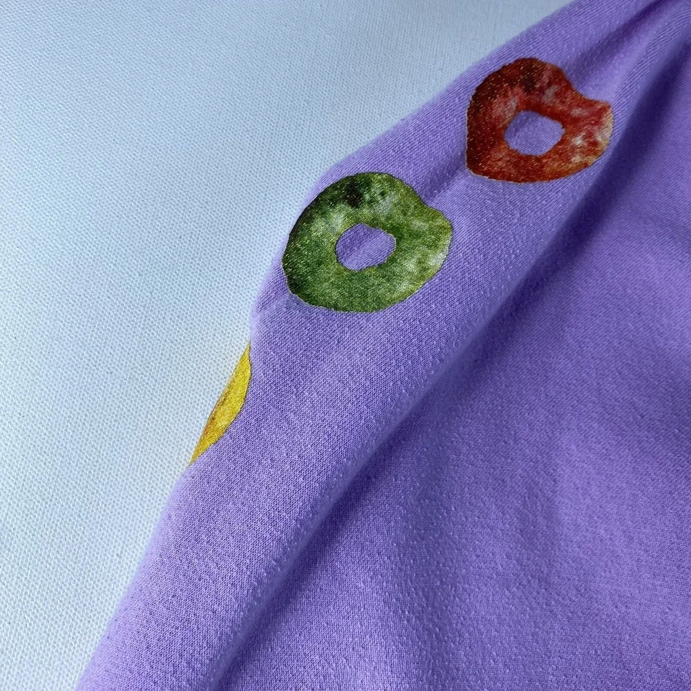 Kellogg's Hoodie Sweatshirt Adult Large Purple Fruit Loops Spell Out Purple Mens